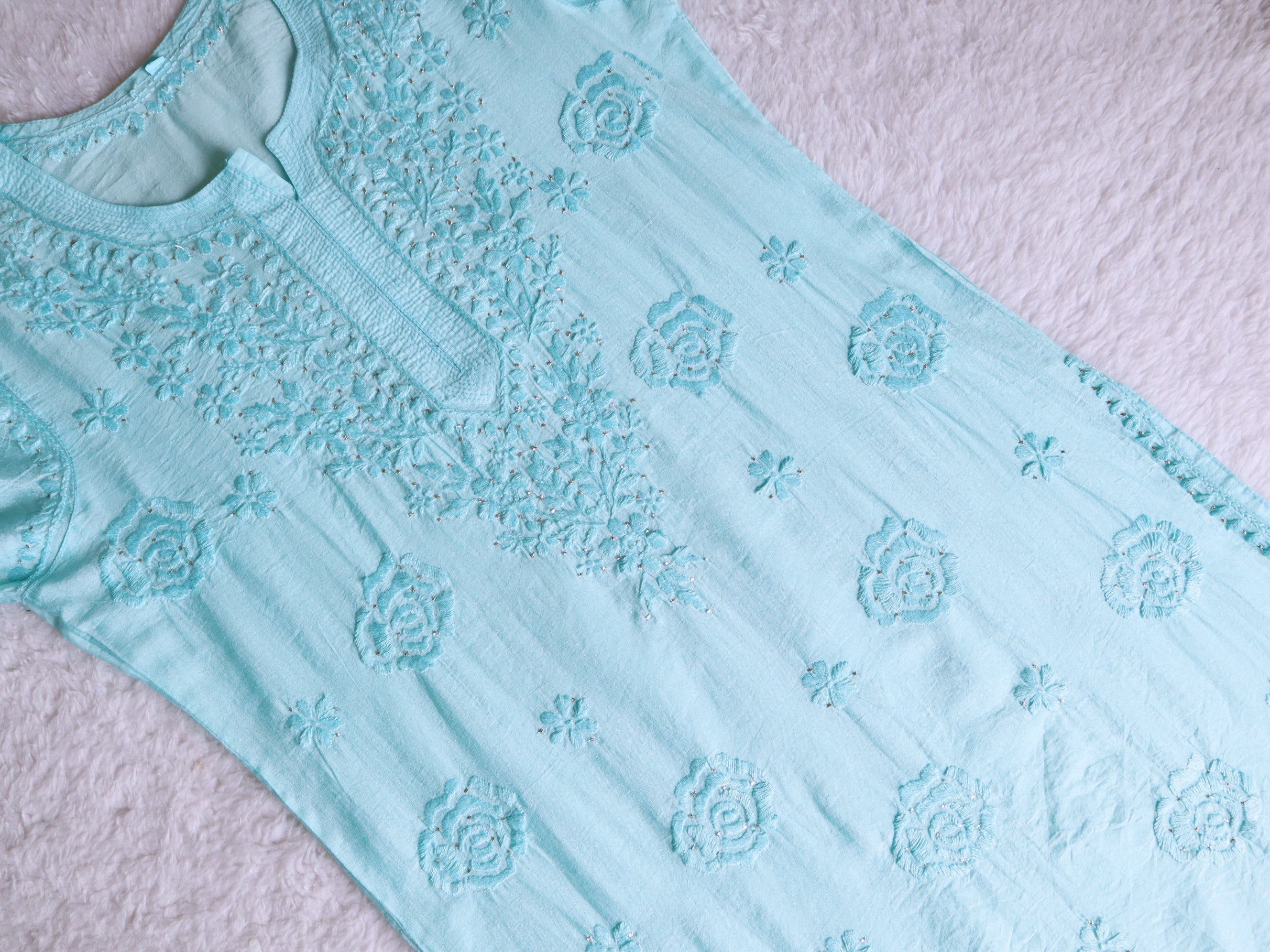 Hoor Sky Blue Pure Chanderi Kurta
