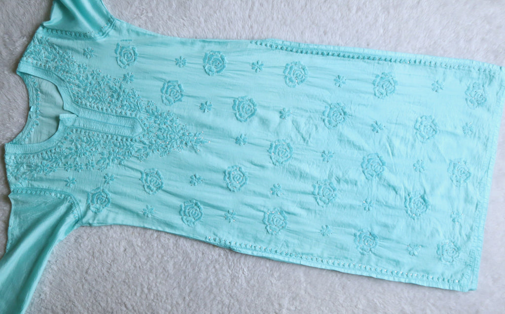 Hoor Sky Blue Pure Chanderi Kurta