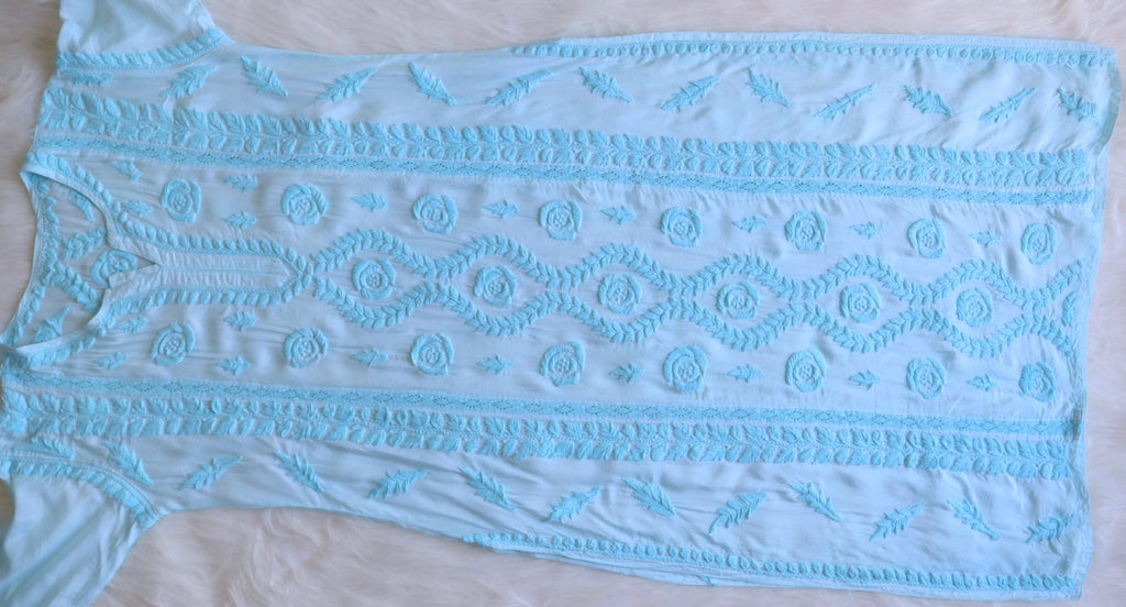 Hoor Aqua Blue Premium Muslin Kurta
