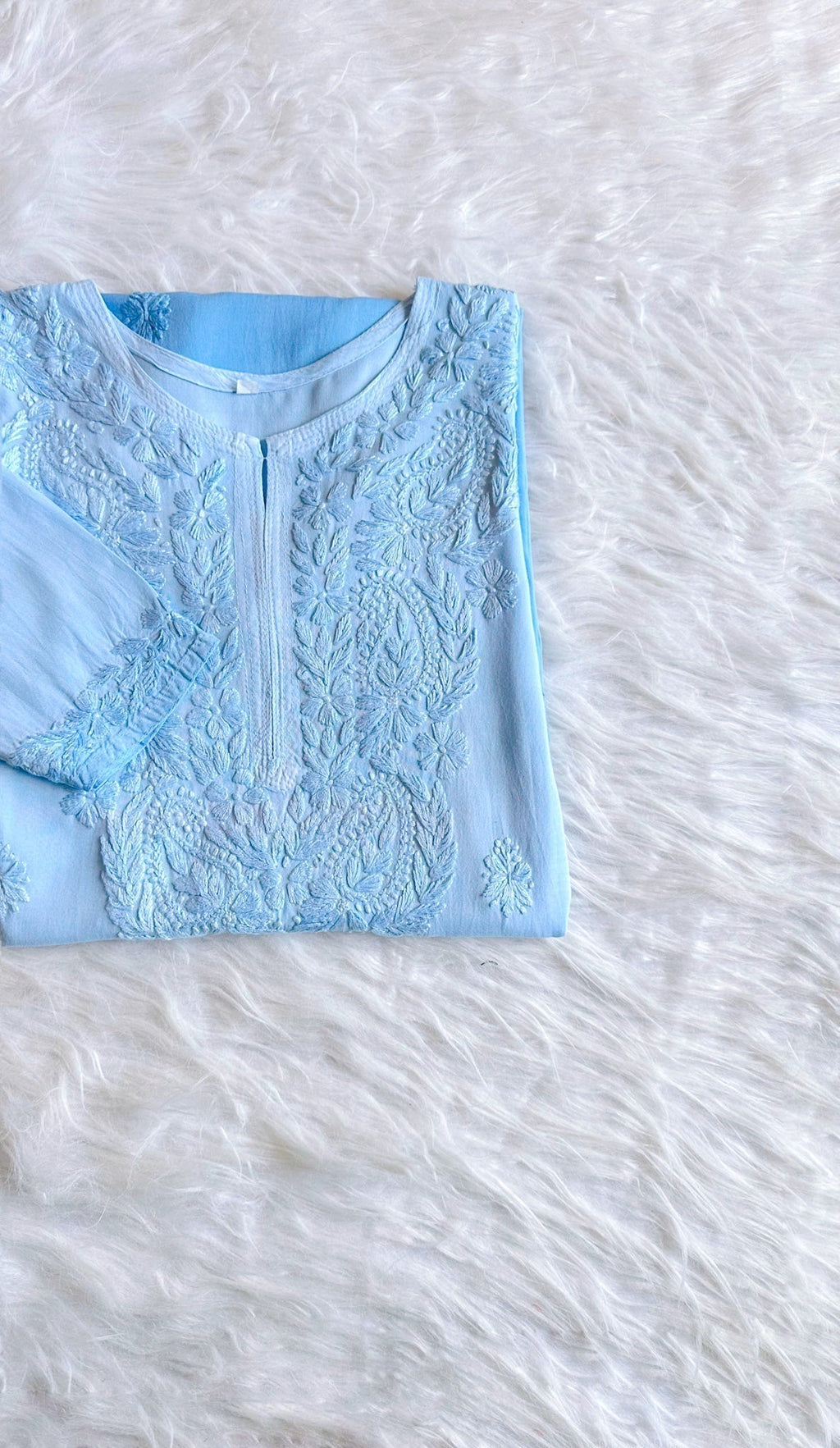Alysha Ice Blue Ombre Long Rayon Kurta