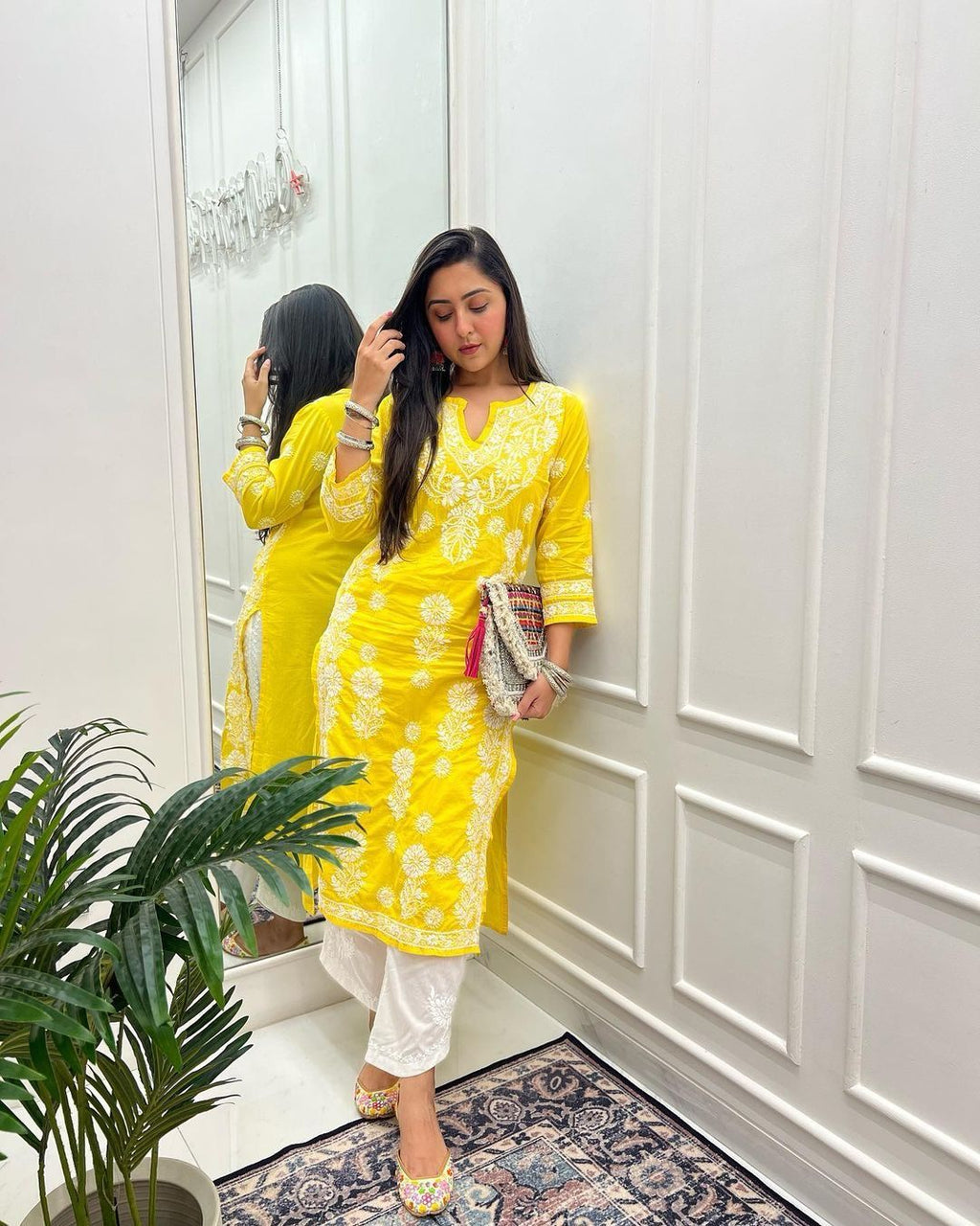 Hand Embroidery Chikankari Long Kurti for Women | Stylish Casual | Fancy11