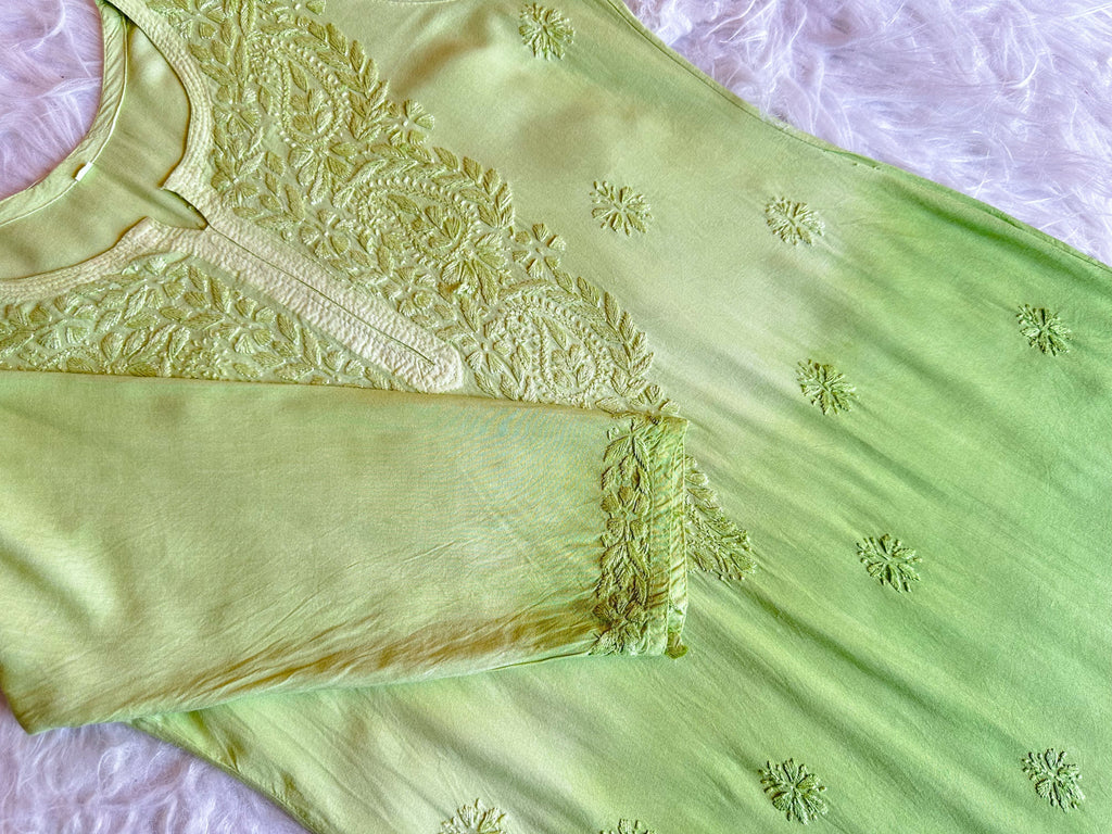 Alysha Pastel Green Ombre Long Rayon Kurta