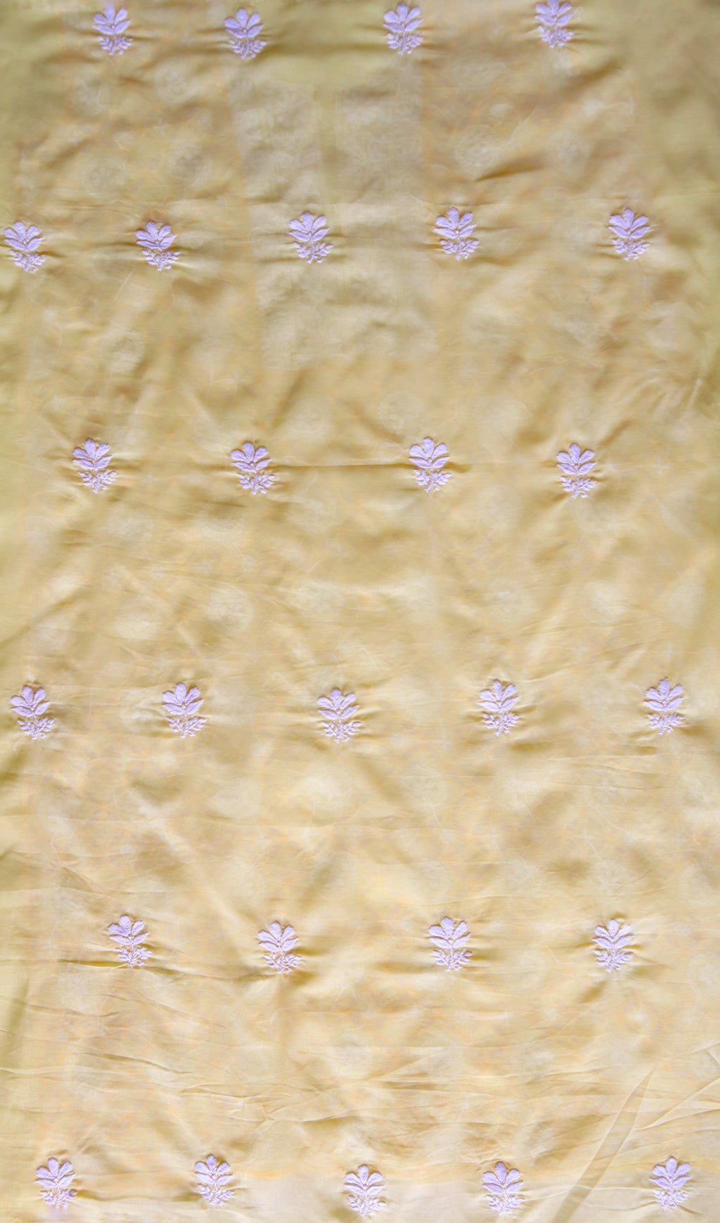 Pastel Yellow Cotton Cutwork Unstitched Kurta piece